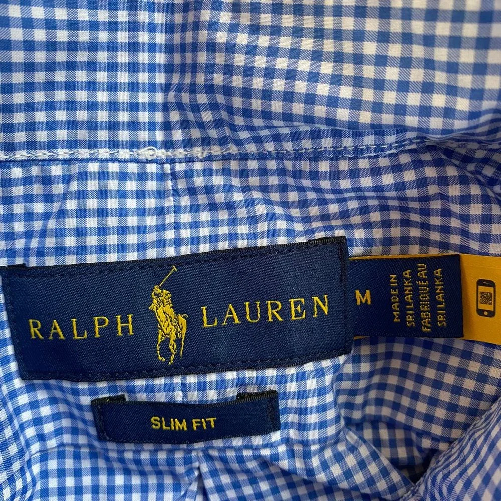 NWT Ralph Lauren Polo Men's Long Sleeve Cotton Shirts Blue Checks Size Small - Picture 5 of 8